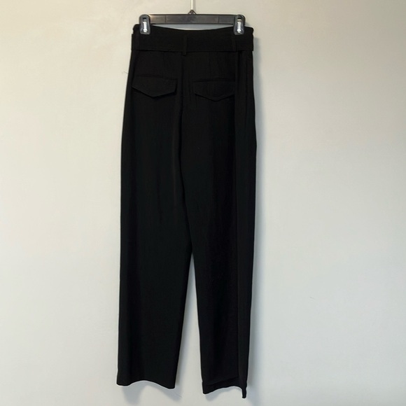 Vince Black Wide-Leg Pleated Very High Waisted Trousers Belted Pants - Picture 6 of 8